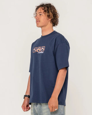 Rusty 3 Squared Heavy Short Sleeve T-Shirt - Navy Blue