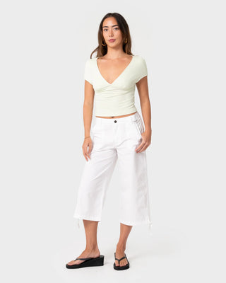 Rusty Women's Cameron Low Rise Relaxed Capri Pant - White
