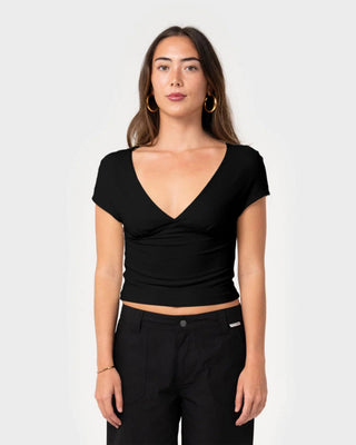Women's Christina Vee Neck Top - Black
