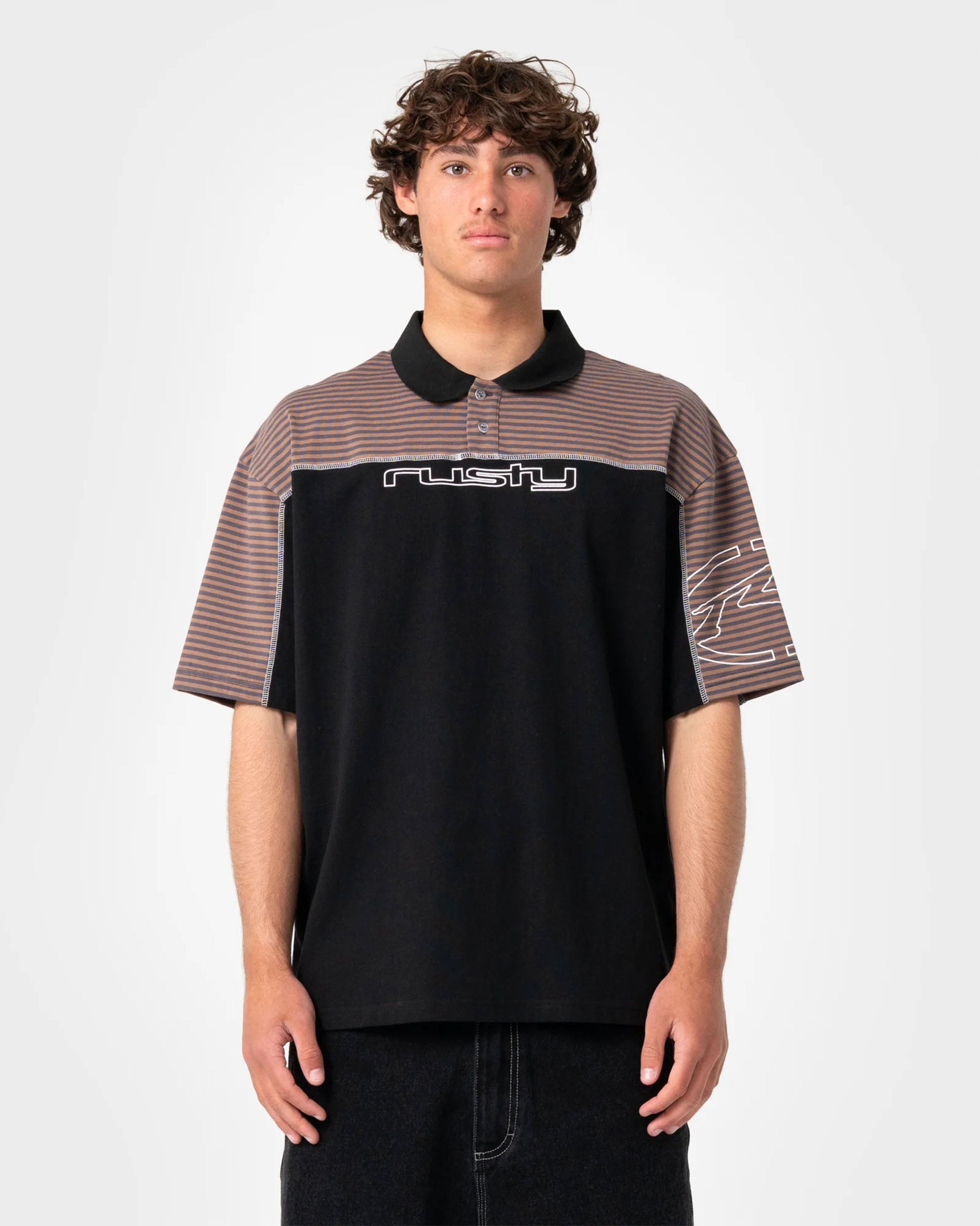 Rusty Cyber Crime Short Sleeve Polo - Black