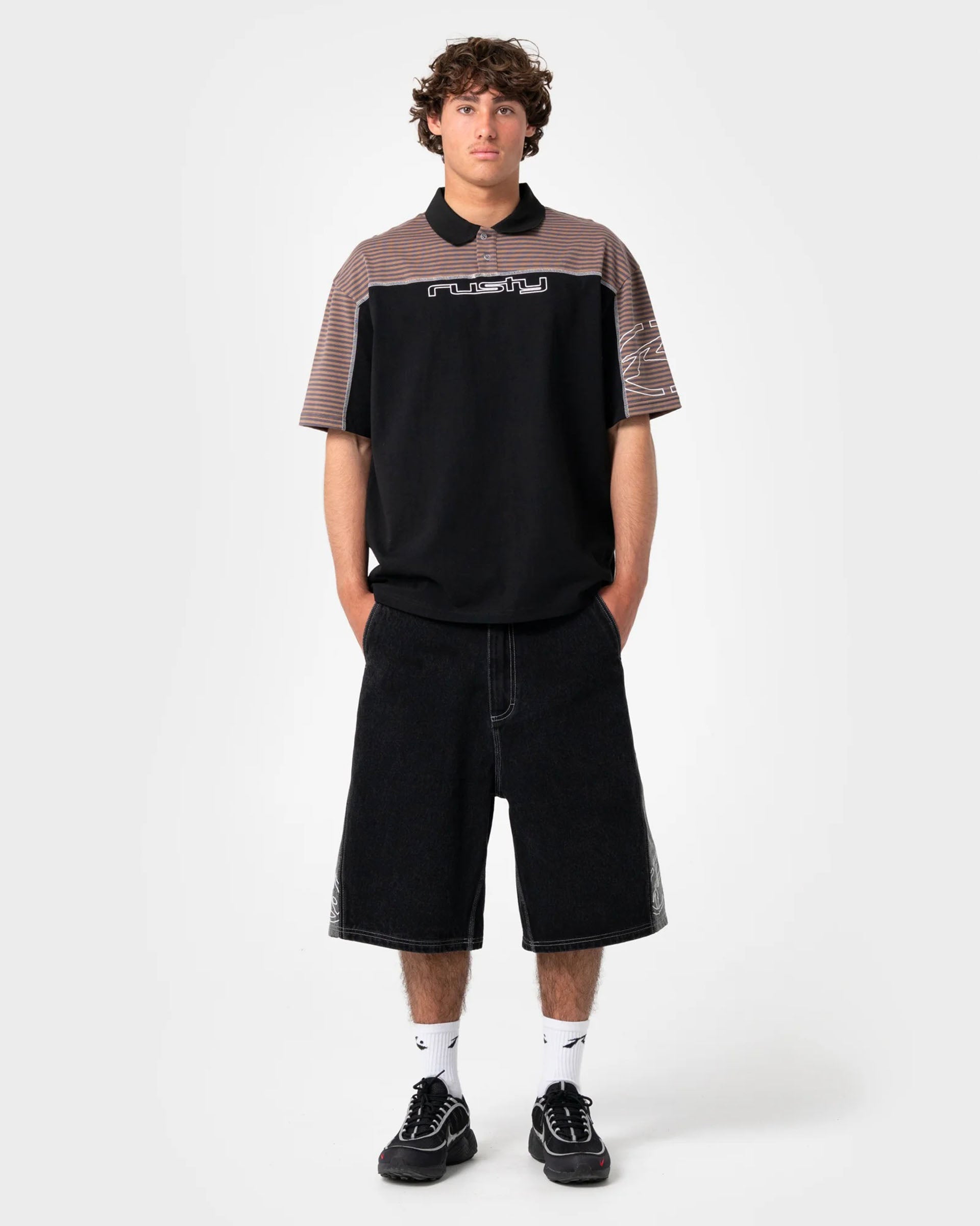Rusty Cyber Crime Short Sleeve Polo - Black