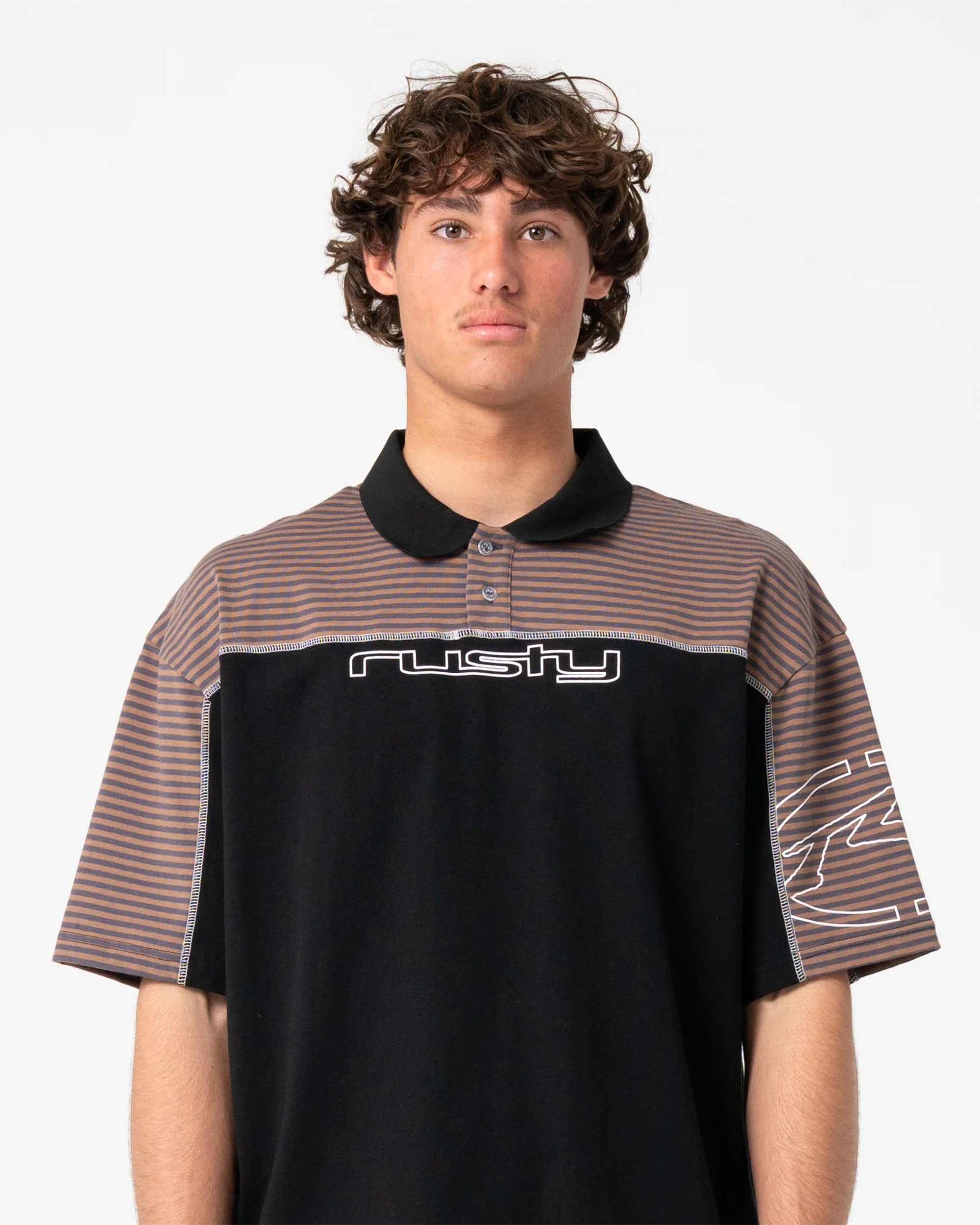 Rusty Cyber Crime Short Sleeve Polo - Black