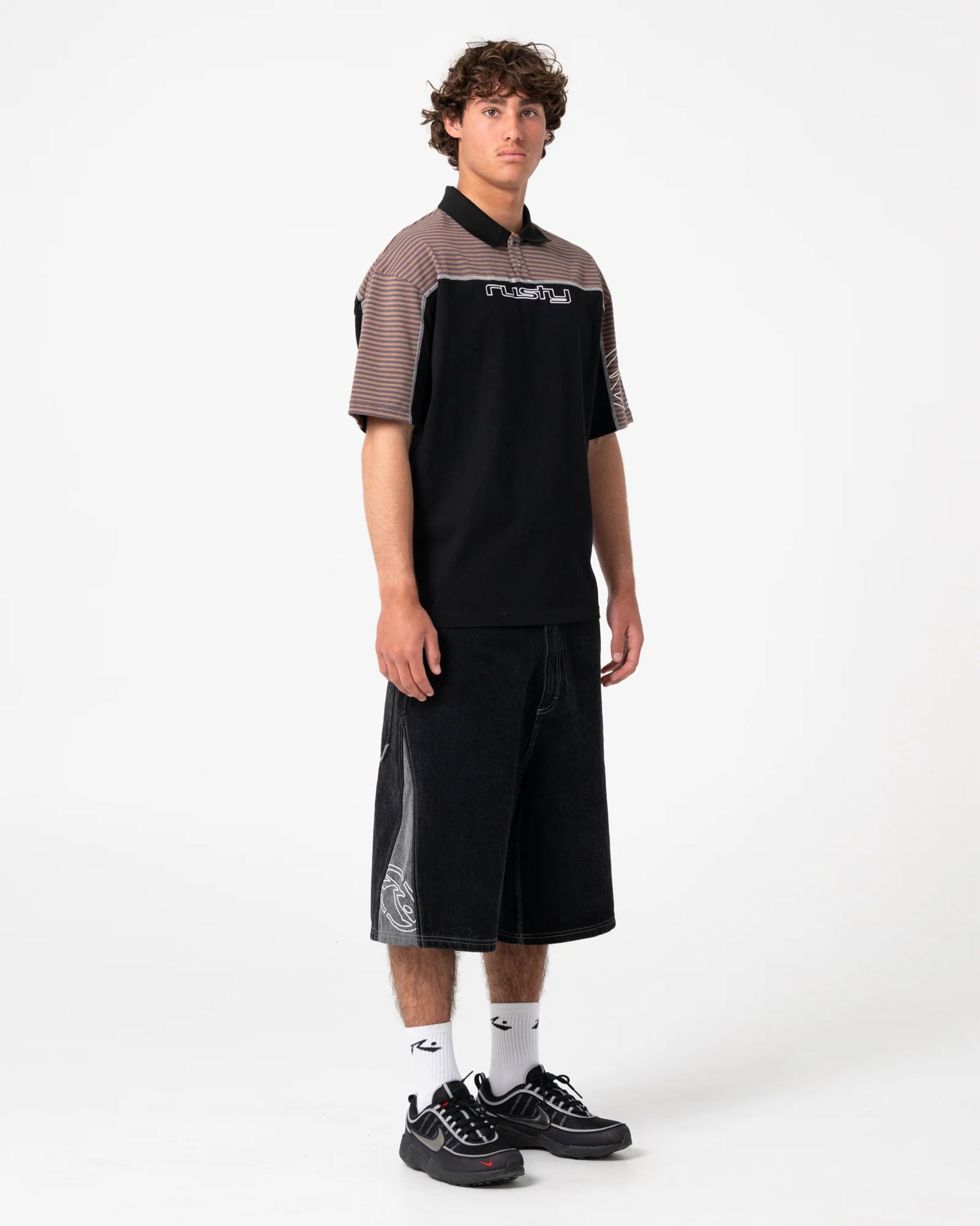Rusty Cyber Crime Short Sleeve Polo - Black