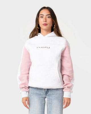 Rusty Women's Cyberwaves Oversized Hood - Ecru Marle/Pink