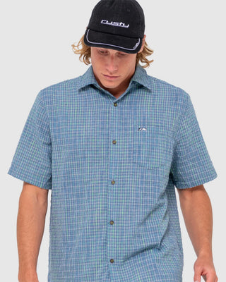 Rusty Datsun Drop Short Sleeve Shirt - China Blue