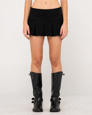 Rusty Women's Gemnani Low Rise Pleated Skirt - Black