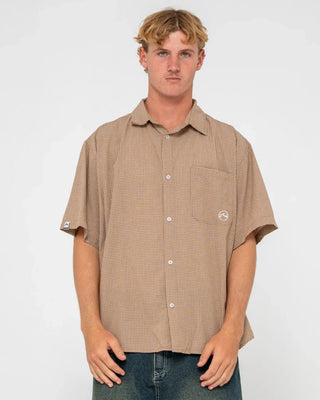 Rusty Hoodus Check Short Sleeve Shirt - Tobacco