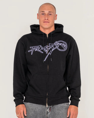 Rusty Hoodus Zip Thru Hooded Fleece - Black