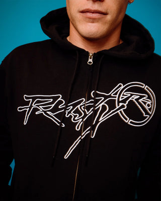Rusty Hoodus Zip Thru Hooded Fleece - Black