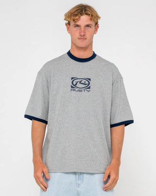 Rusty Hyper Ringer Short Sleeve T-Shirt - Grey Marle