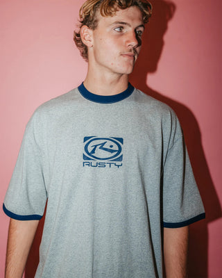 Rusty Hyper Ringer Short Sleeve T-Shirt - Grey Marle