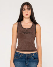 Women's Kachow Racer Tank Top - Washed Pinecone