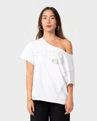 Rusty Women's Kick It Cut Off Shoulder Tee - Vintage White