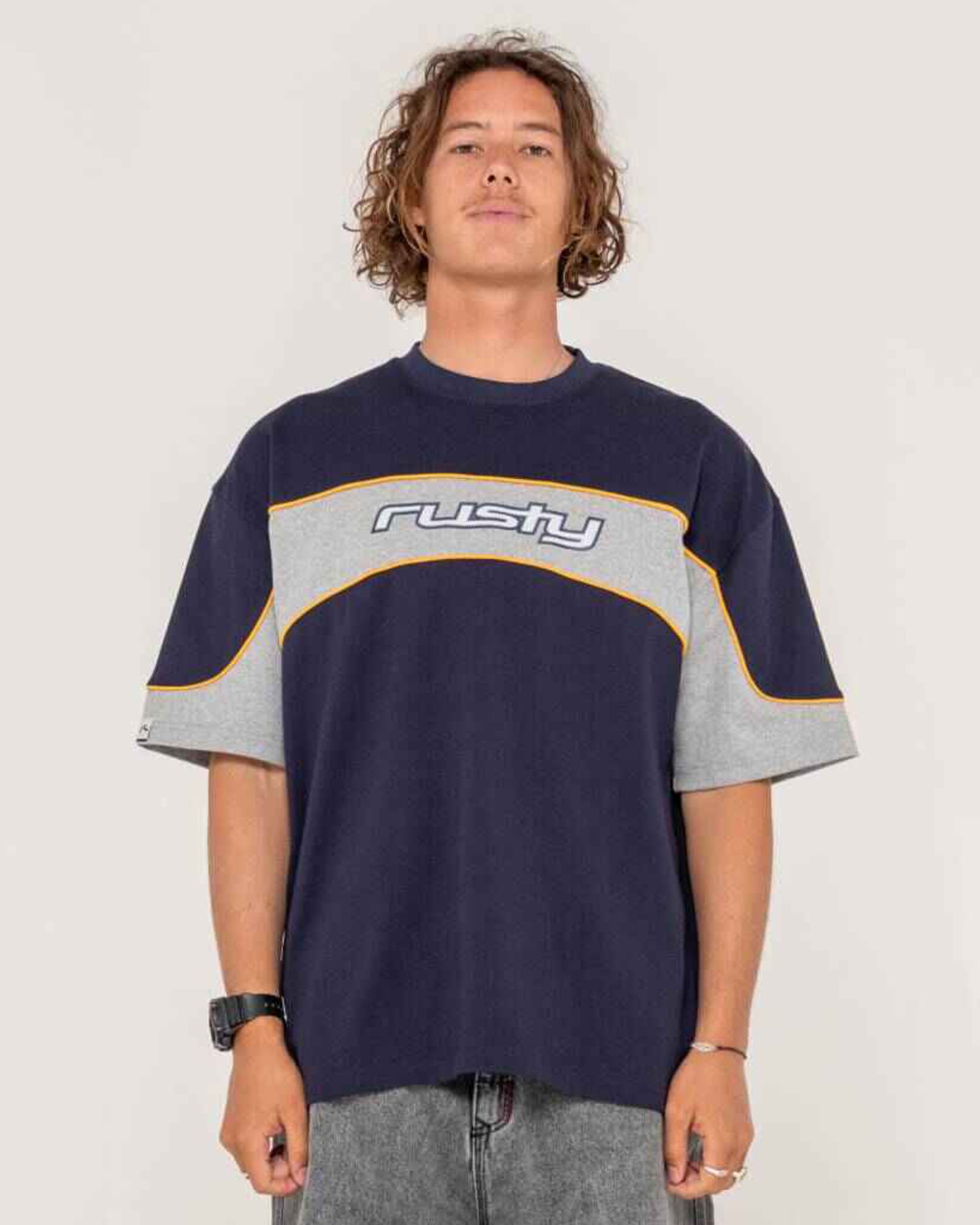 Rusty Kinetic Short Sleeve Heavy T-Shirt - Navy Blue