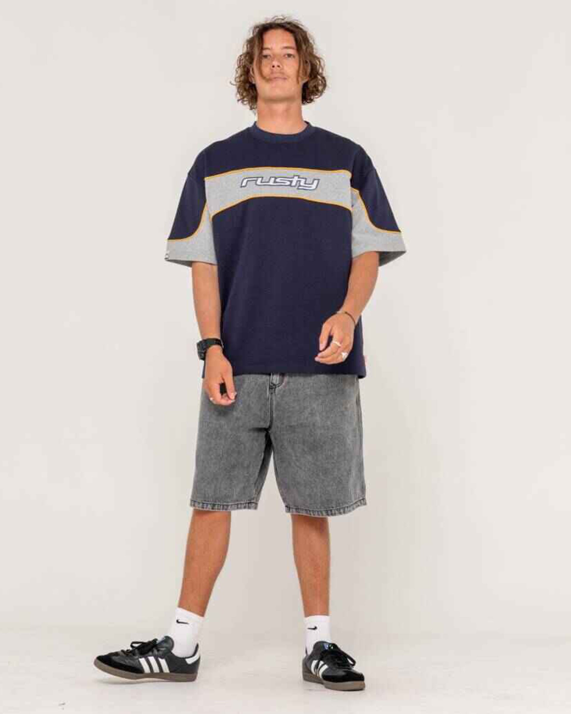 Rusty Kinetic Short Sleeve Heavy T-Shirt - Navy Blue