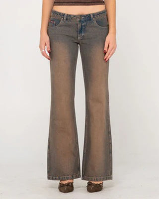 Rusty Women's Lucky Number Low Rise Flare Jeans - Rusty Overdye