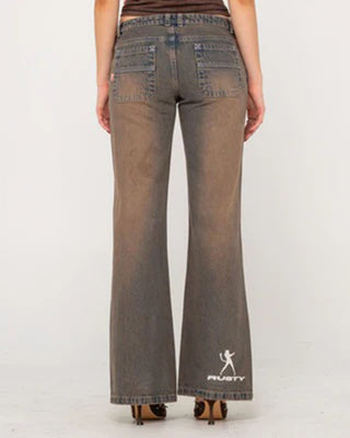 Rusty Women's Lucky Number Low Rise Flare Jeans - Rusty Overdye