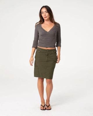 Rusty Women's Rikki Vee Neck Top - Carbon/Egret Stipe