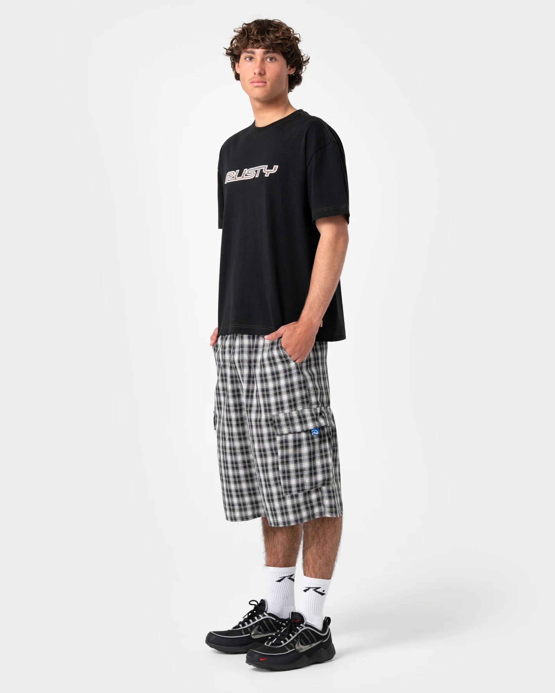 Rusty Screwdriva Elastic Cargo Short - Black