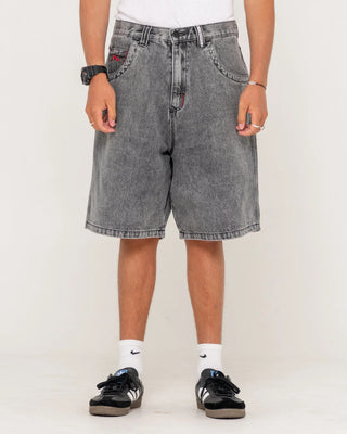 Rusty Stitch Up Jort - Washed Black