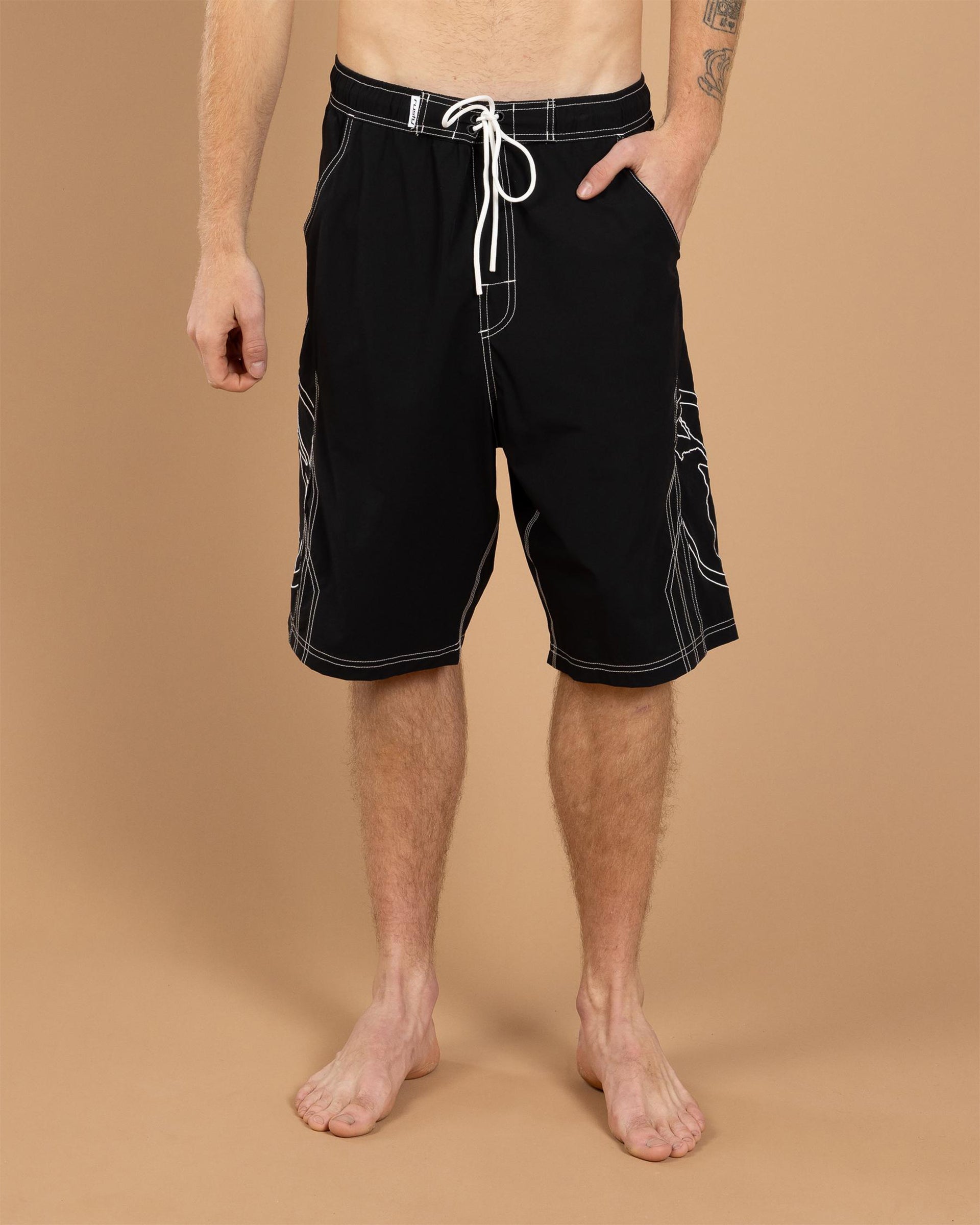 Rusty Tombstones Hybrid Waist Boardshort - Black