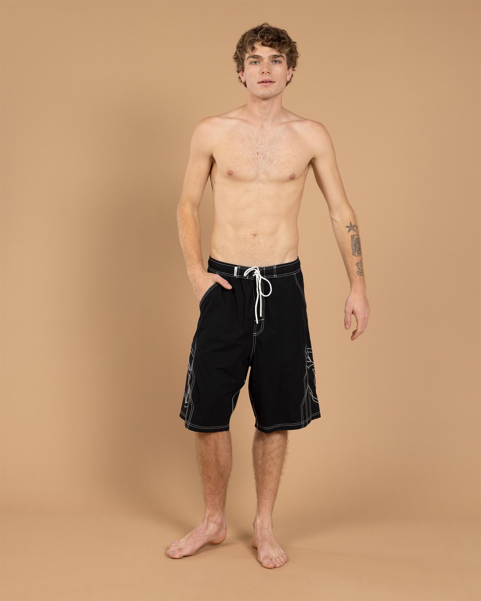 Rusty Tombstones Hybrid Waist Boardshort - Black