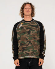 Rusty Woof Raglan Long Sleeve T-Shirt - Camo