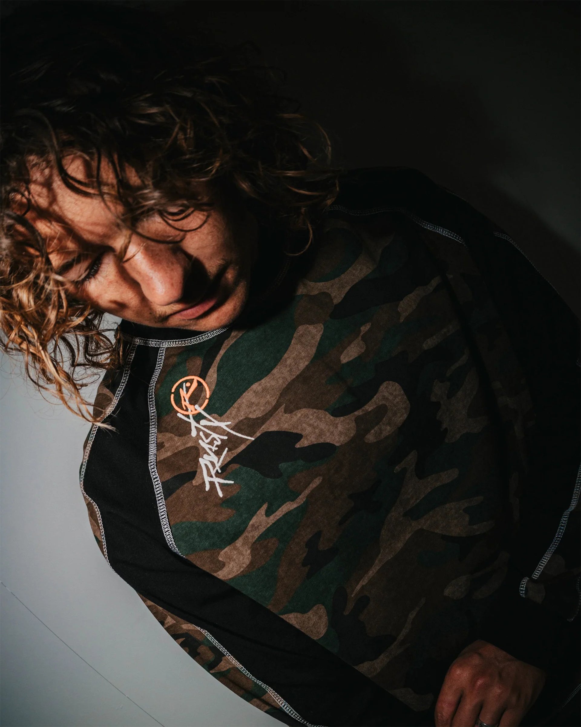 Rusty Woof Raglan Long Sleeve T-Shirt - Camo