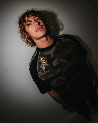Rusty Woof Raglan Short Sleeve T-Shirt - Camo