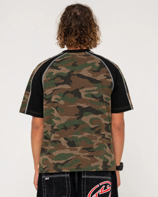 Rusty Woof Raglan Short Sleeve T-Shirt - Camo