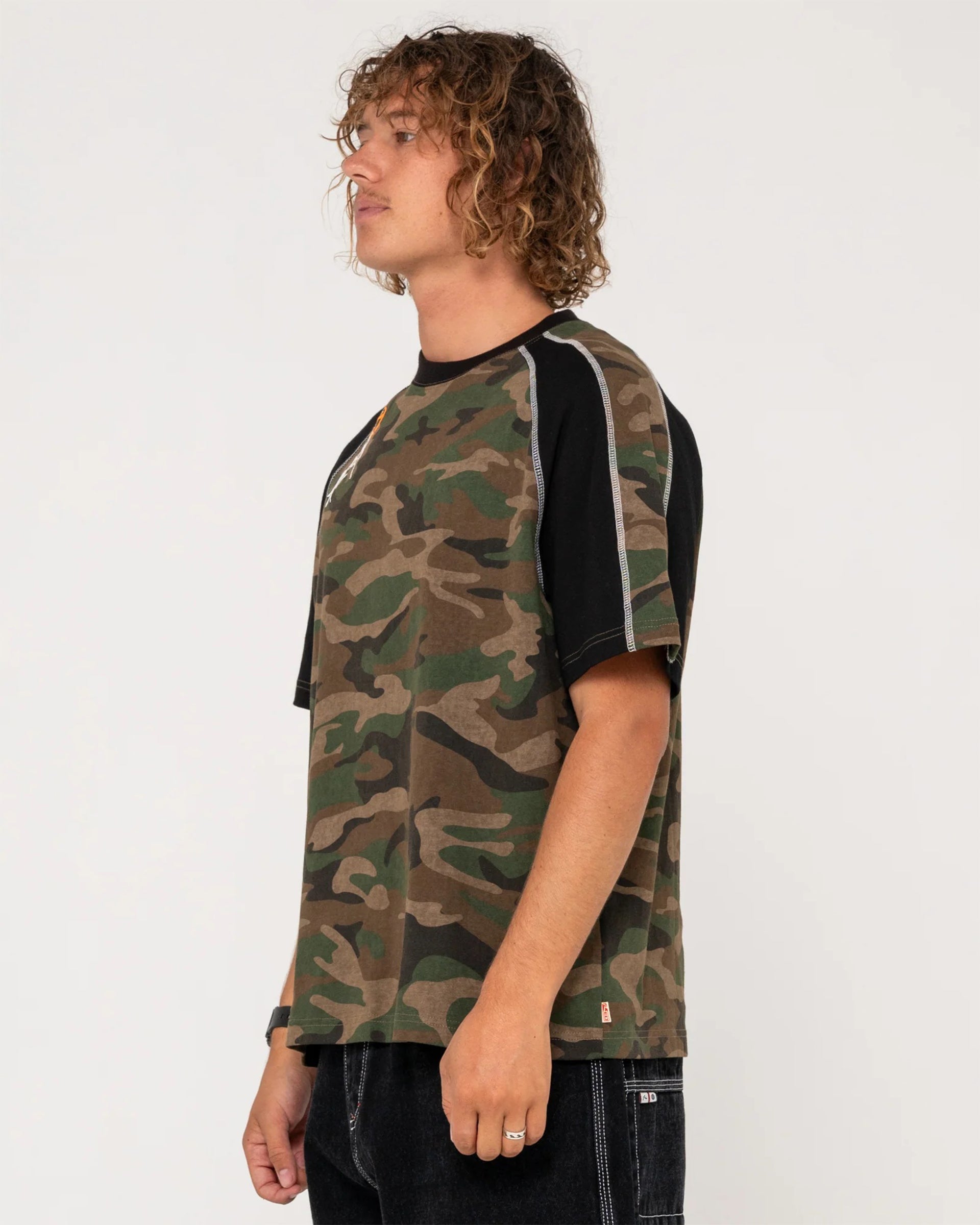 Rusty Woof Raglan Short Sleeve T-Shirt - Camo