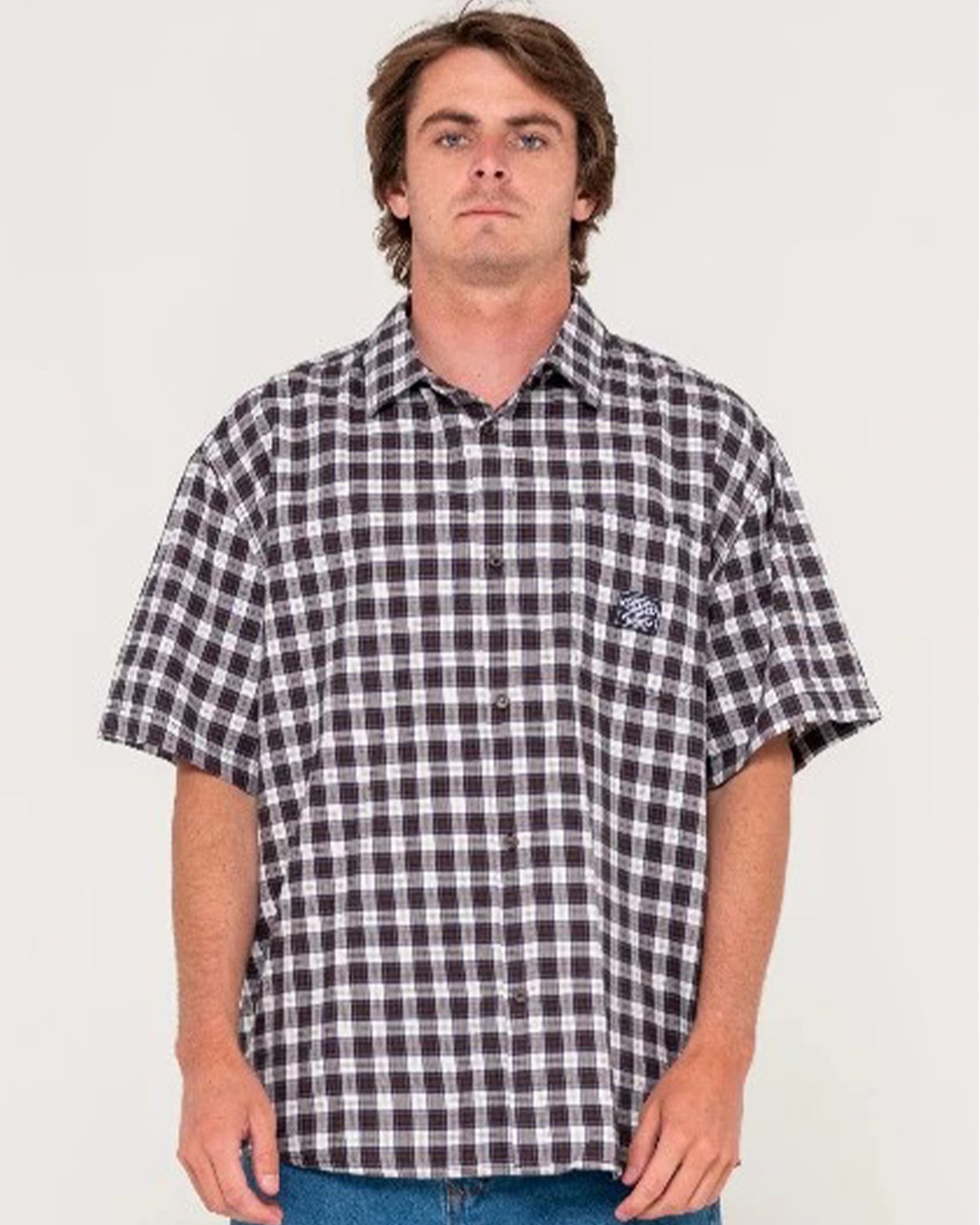 Rusty Worldwide Curved Hem Short Sleeve Shirt - Carbon