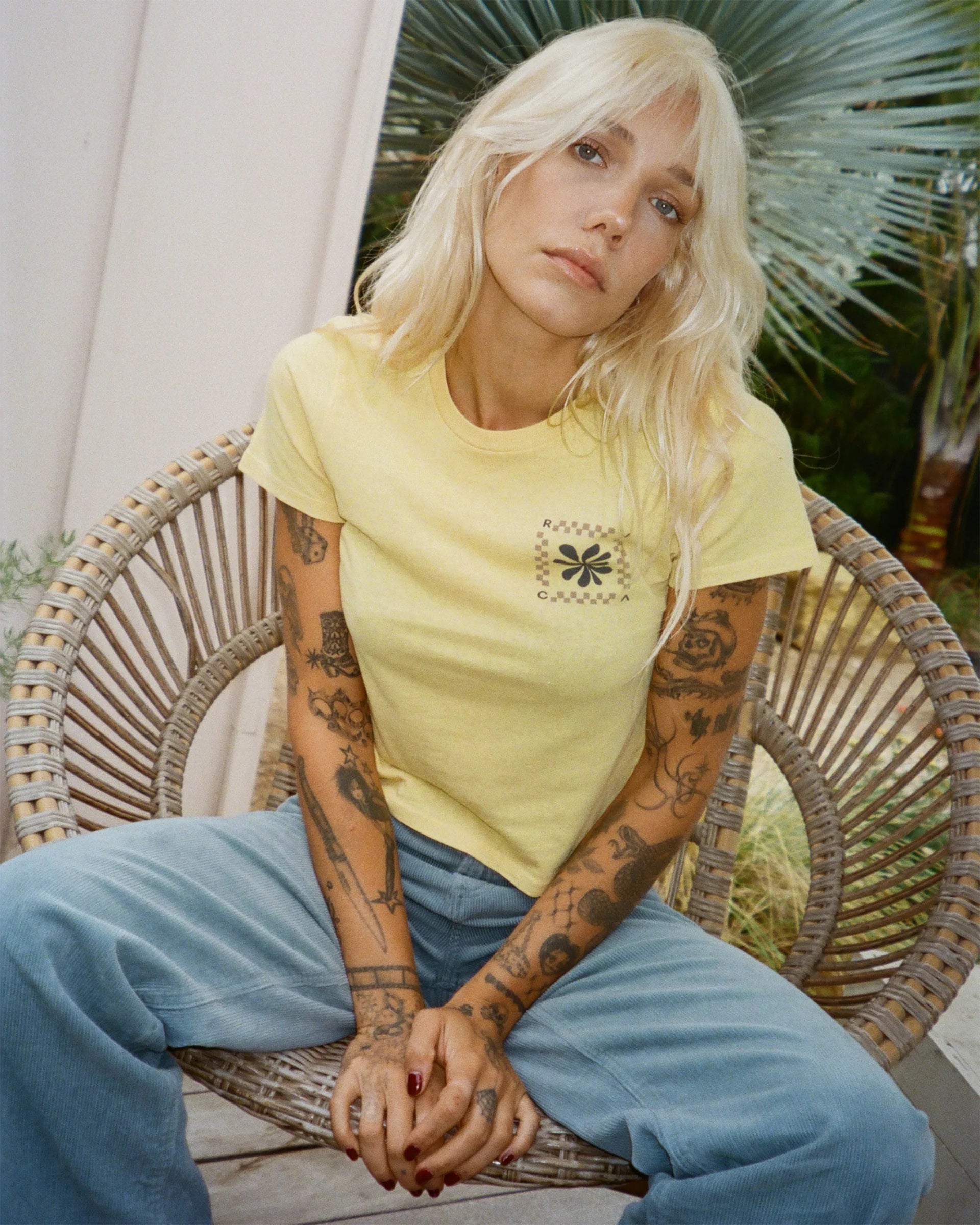 RVCA Women's 411 Short Sleeve T-Shirt - Pale Yellow