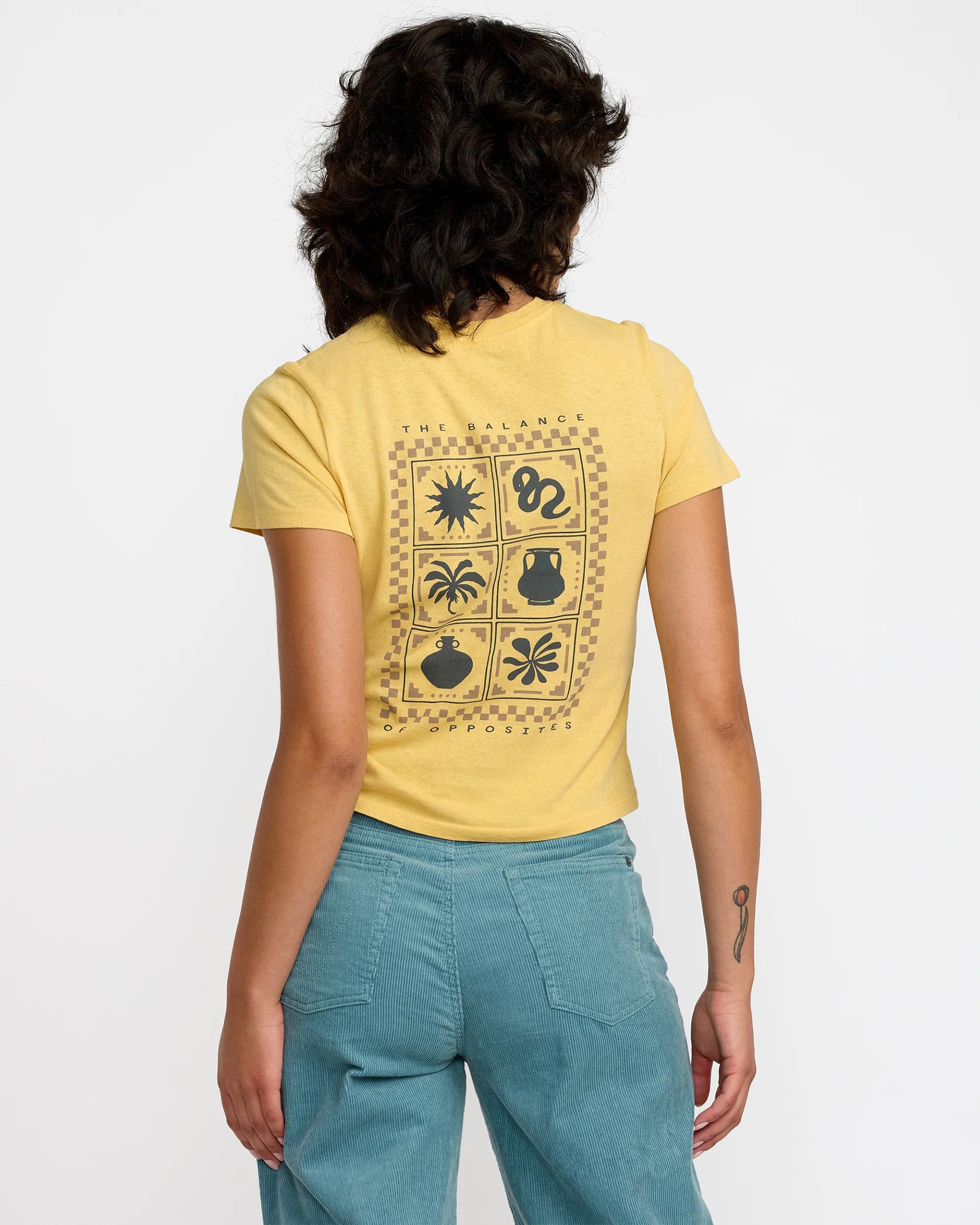 RVCA Women's 411 Short Sleeve T-Shirt - Pale Yellow