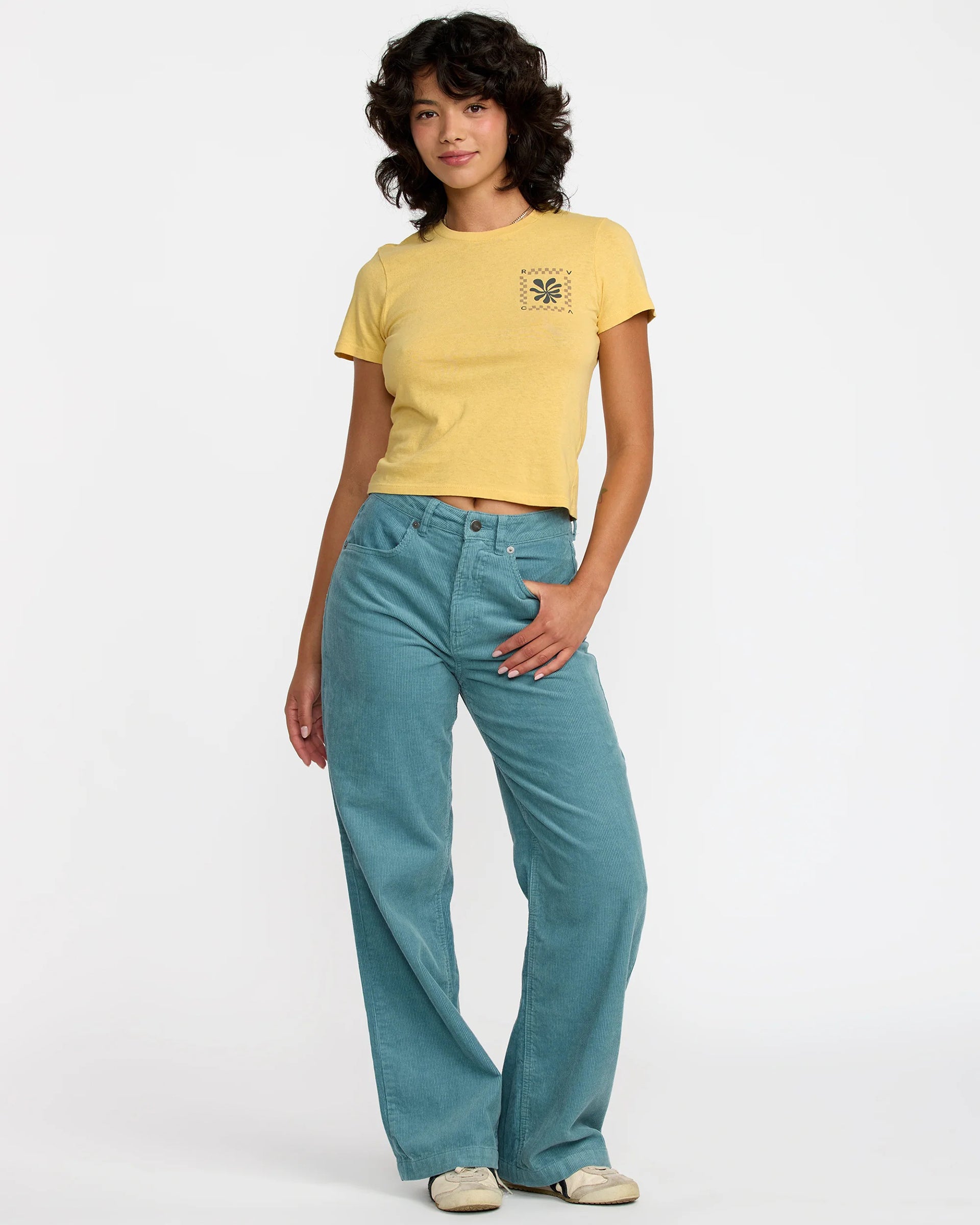 RVCA Women's 411 Short Sleeve T-Shirt - Pale Yellow