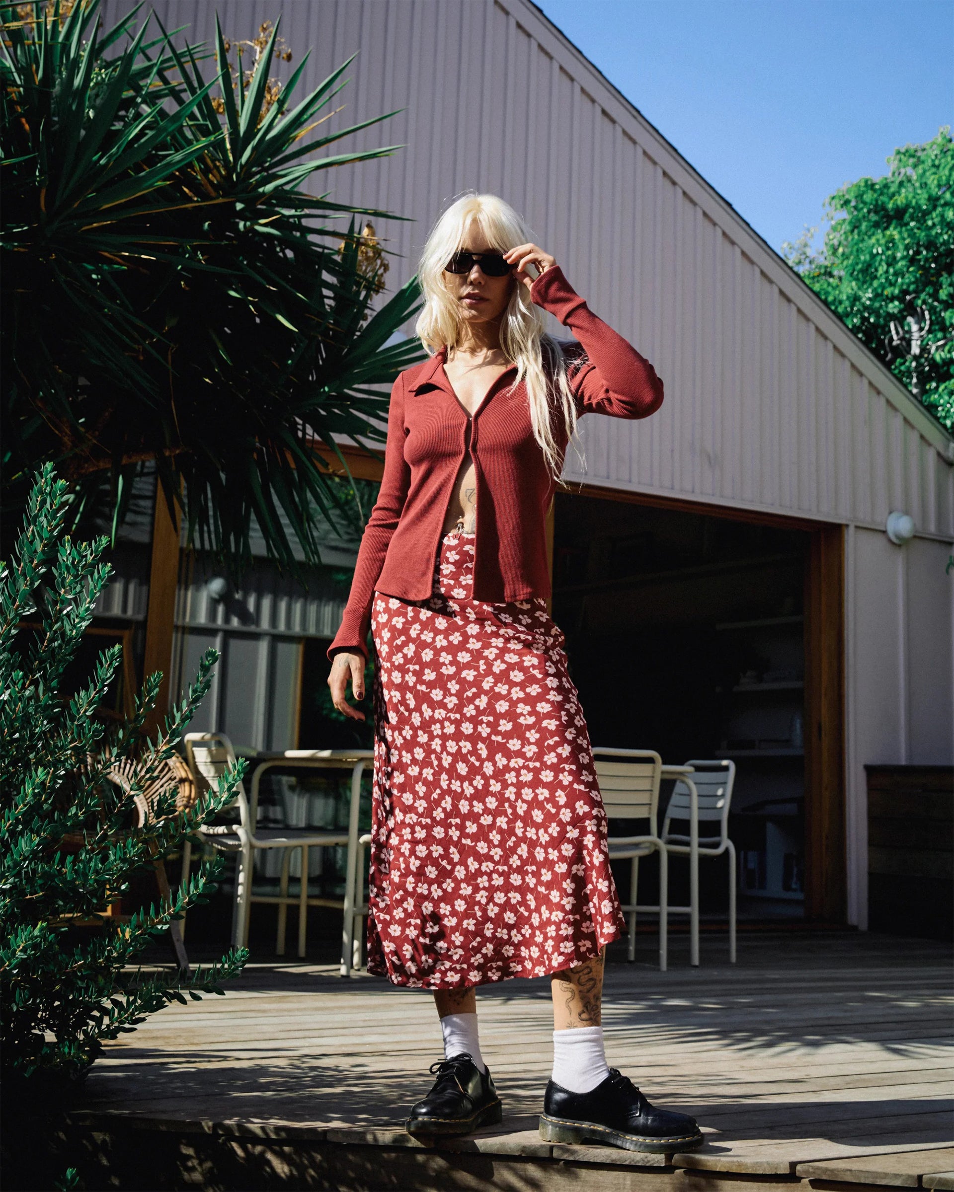 Annika Midi Skirt - Cranberry