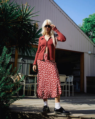Annika Midi Skirt - Cranberry