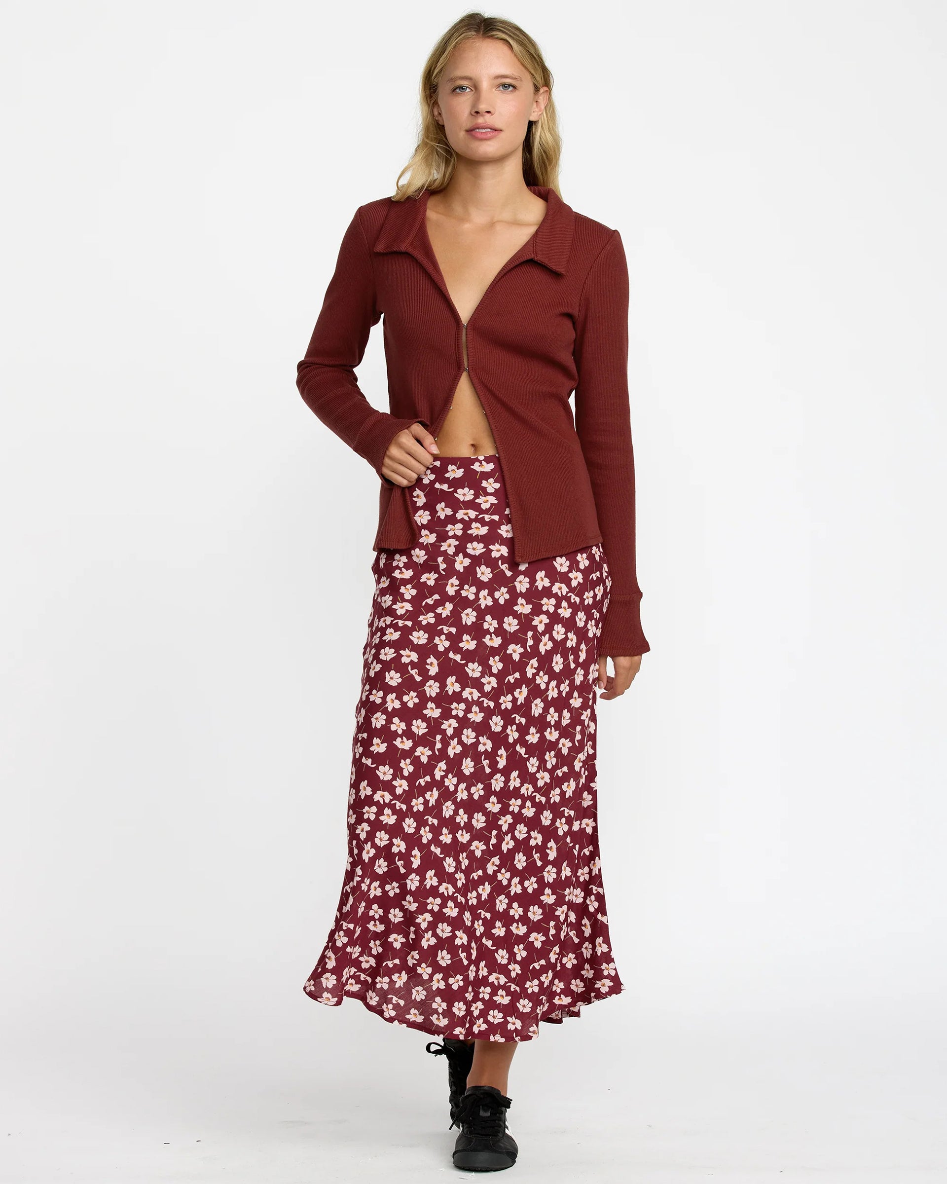 Annika Midi Skirt - Cranberry