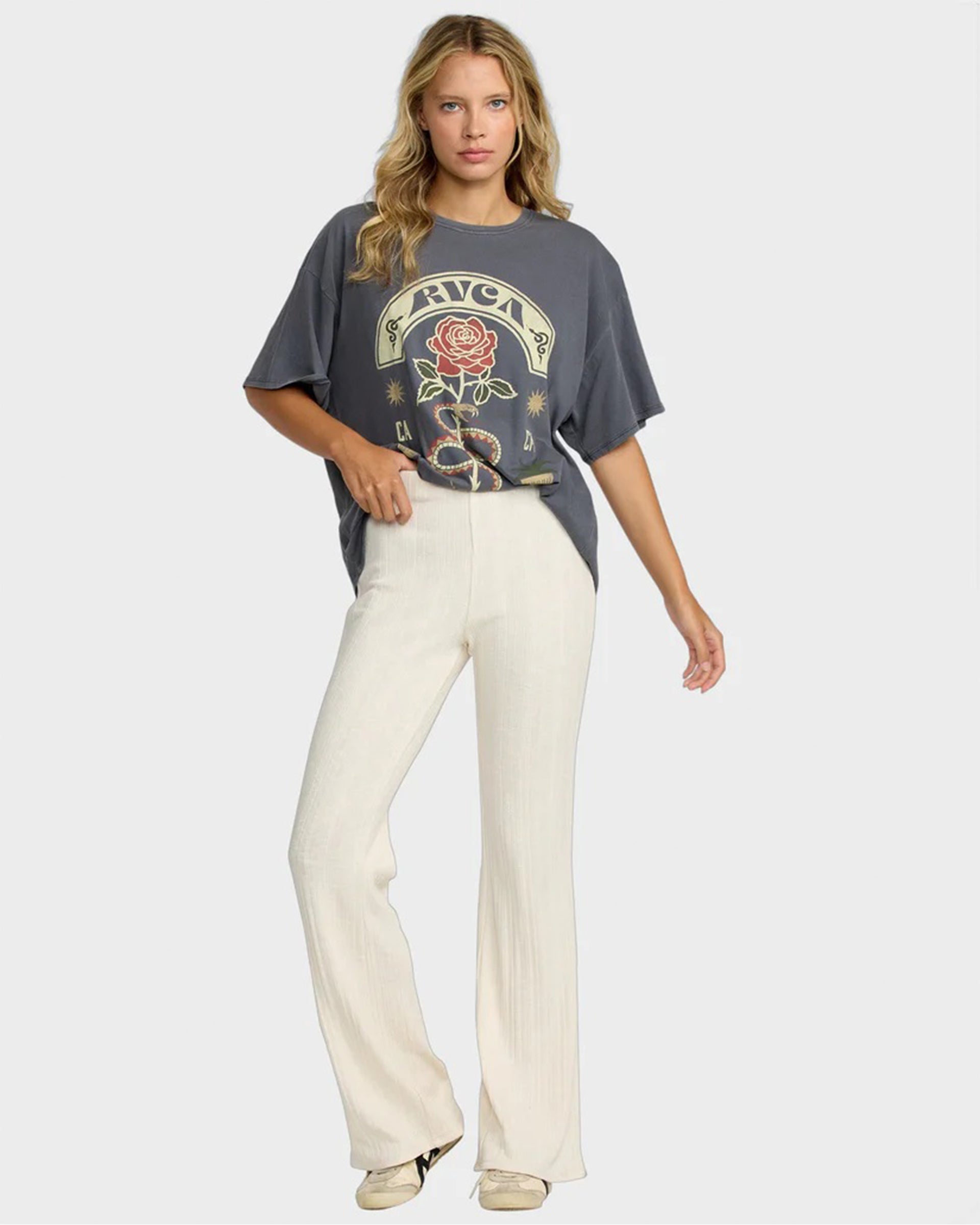 RVCA Women's Ava Elastic Waist Pants - Cloud