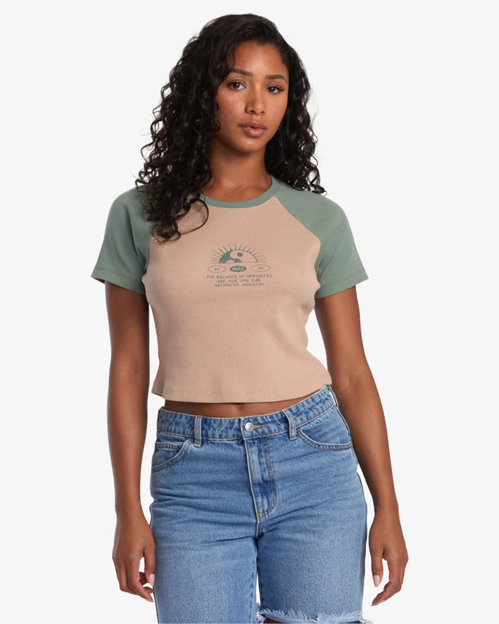 RVCA Women's Baby Raglan S/S Tee