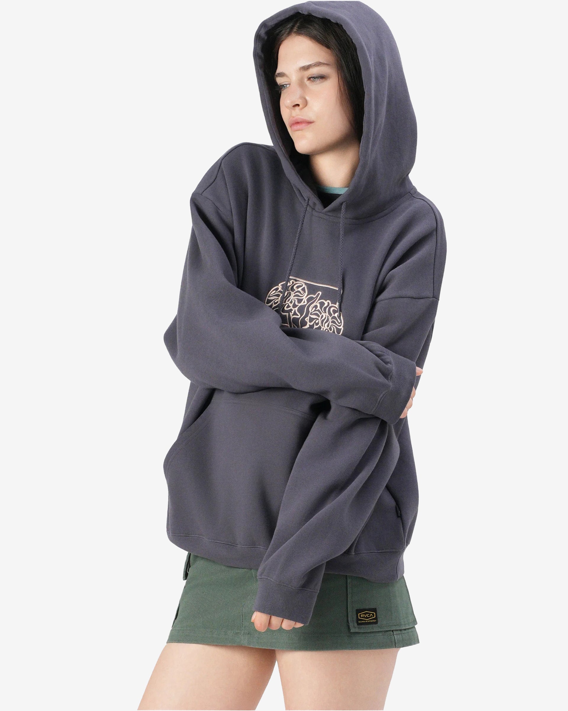 RVCA Women's Baggie Boyfriend Pullover Hoodie - Gravel