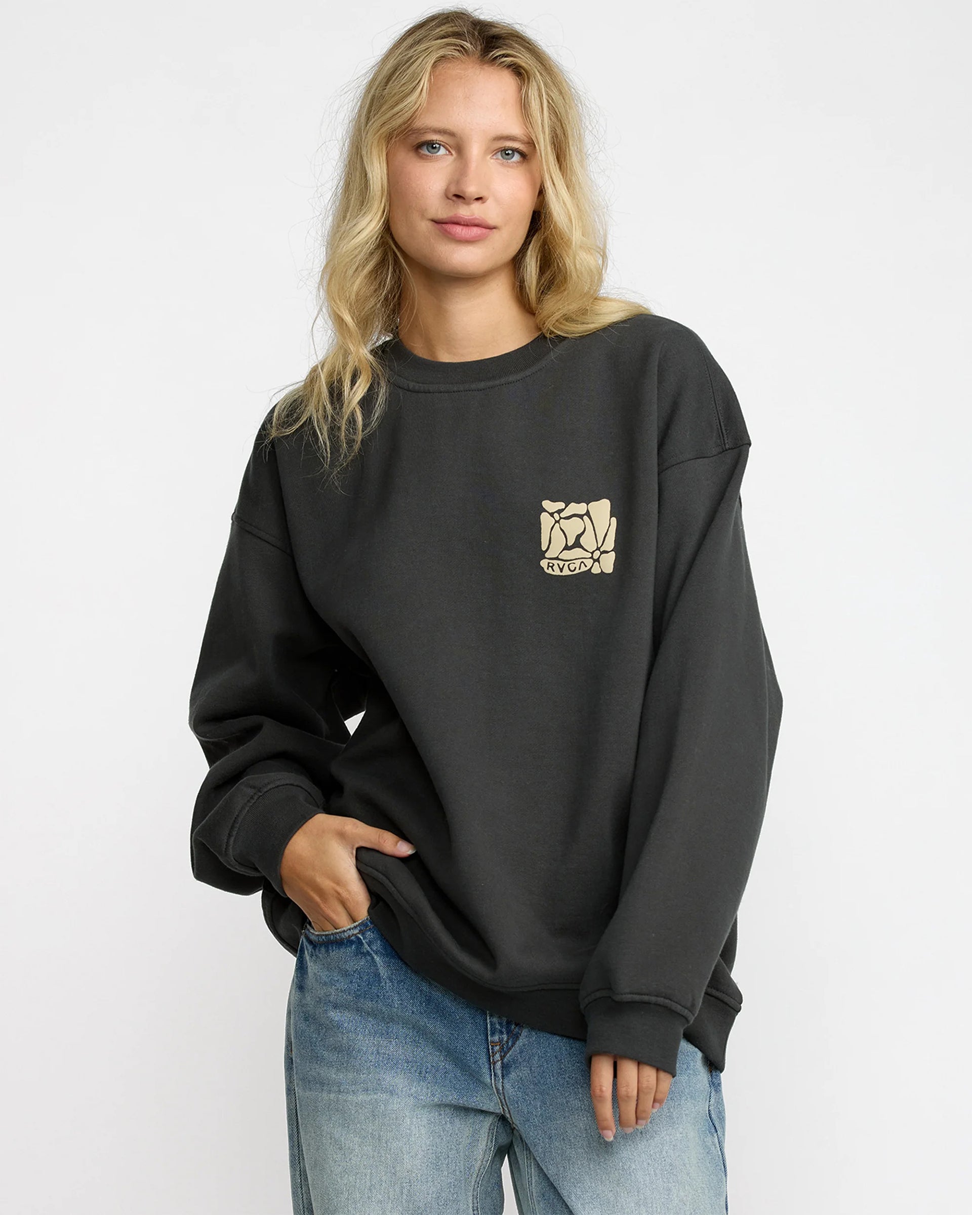 RVCA Women's Baggie Boyfriend Crew - Pirate Black