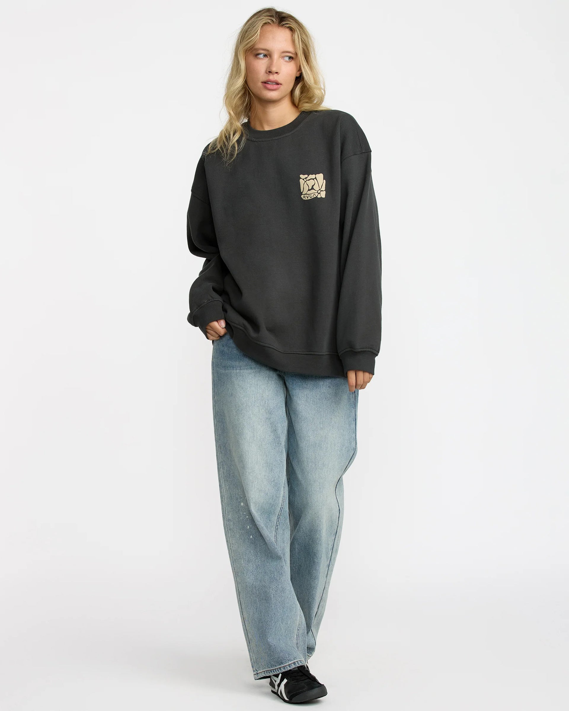 RVCA Women's Baggie Boyfriend Crew - Pirate Black