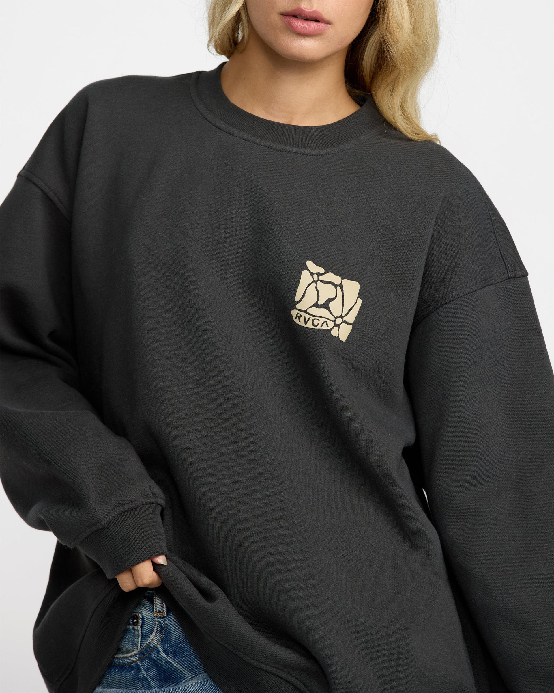 RVCA Women's Baggie Boyfriend Crew - Pirate Black