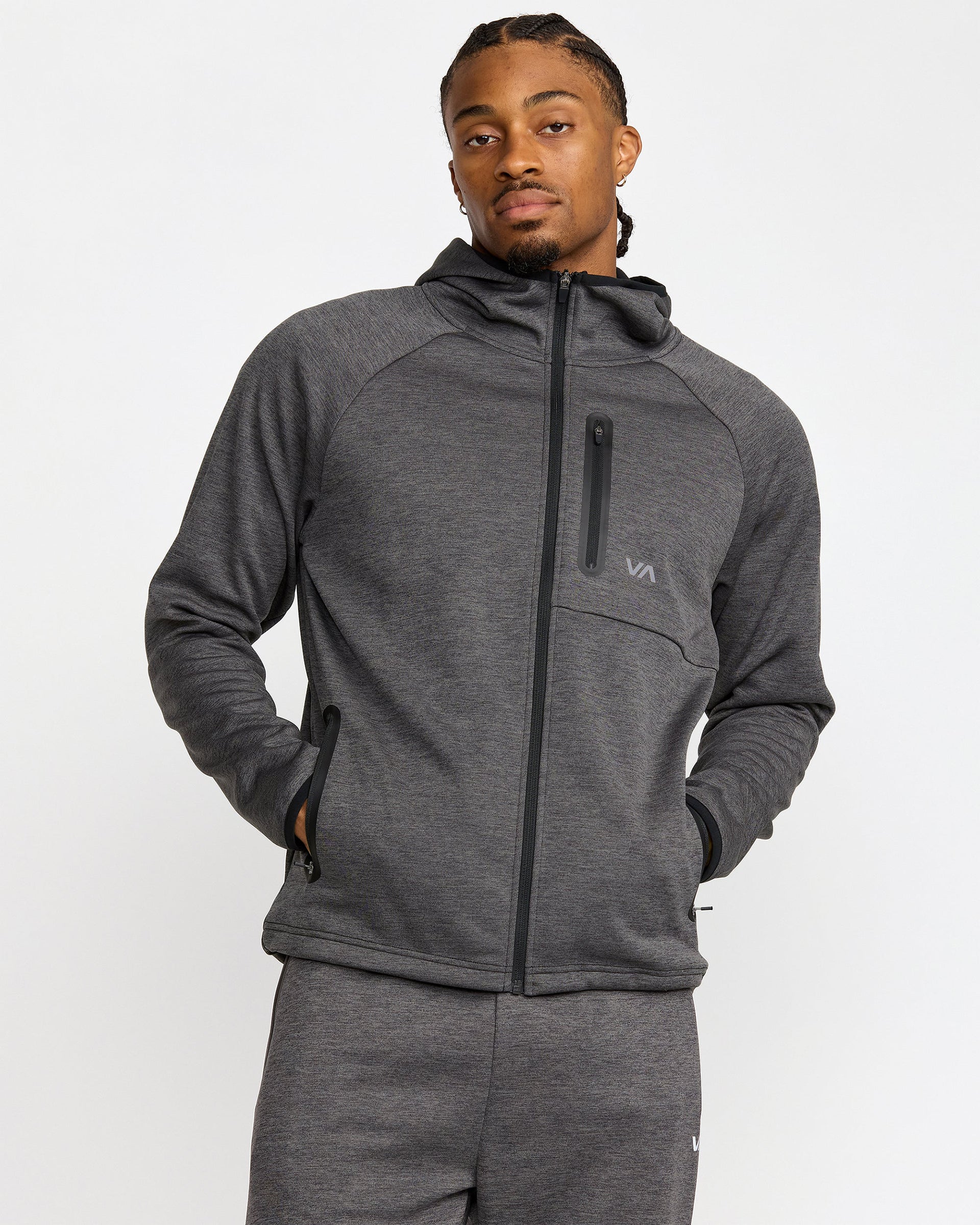 RVCA Balance Tech Fleece Zip Hoodie - RVCA Black Heather