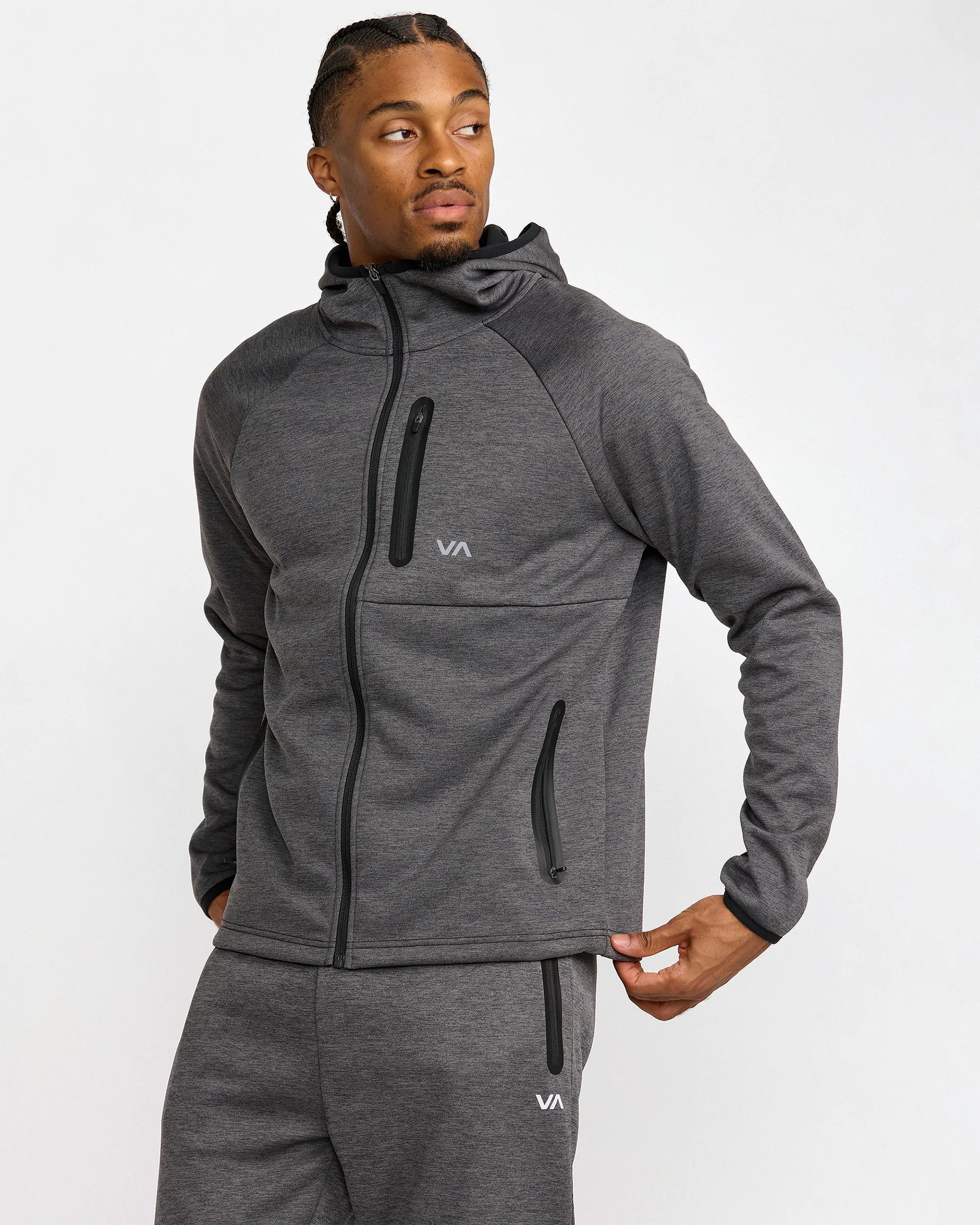 RVCA Balance Tech Fleece Zip Hoodie - RVCA Black Heather