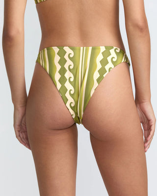 RVCA Women's Beach Wave Medium French Bikini Bottom - Martini Olive Print