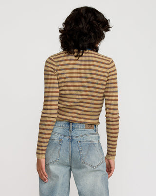 RVCA Women's Bond Stripe Long Sleeve Sweater - Sanddune
