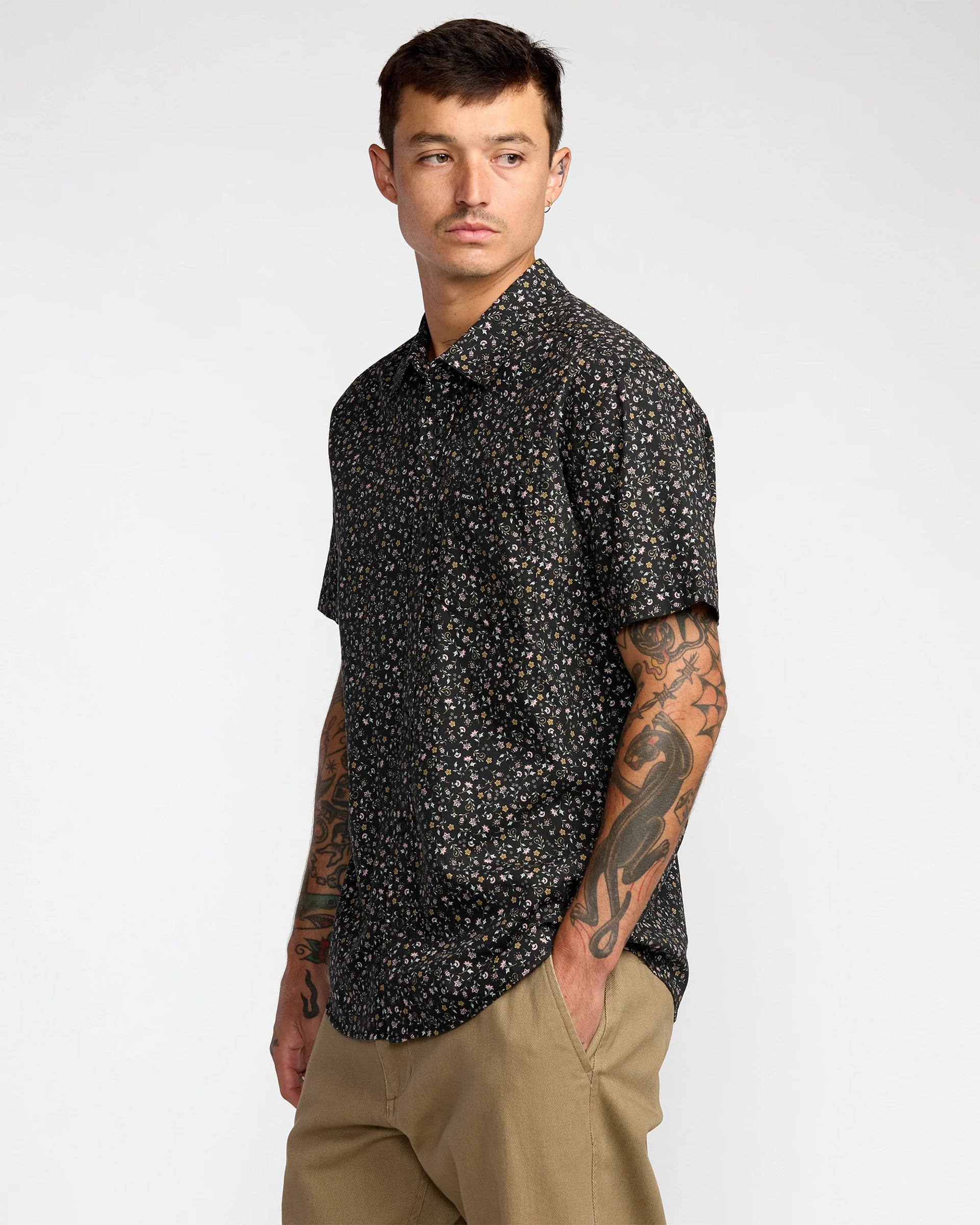 RVCA Botanical Short Sleeve Shirt - Black Micro Floral