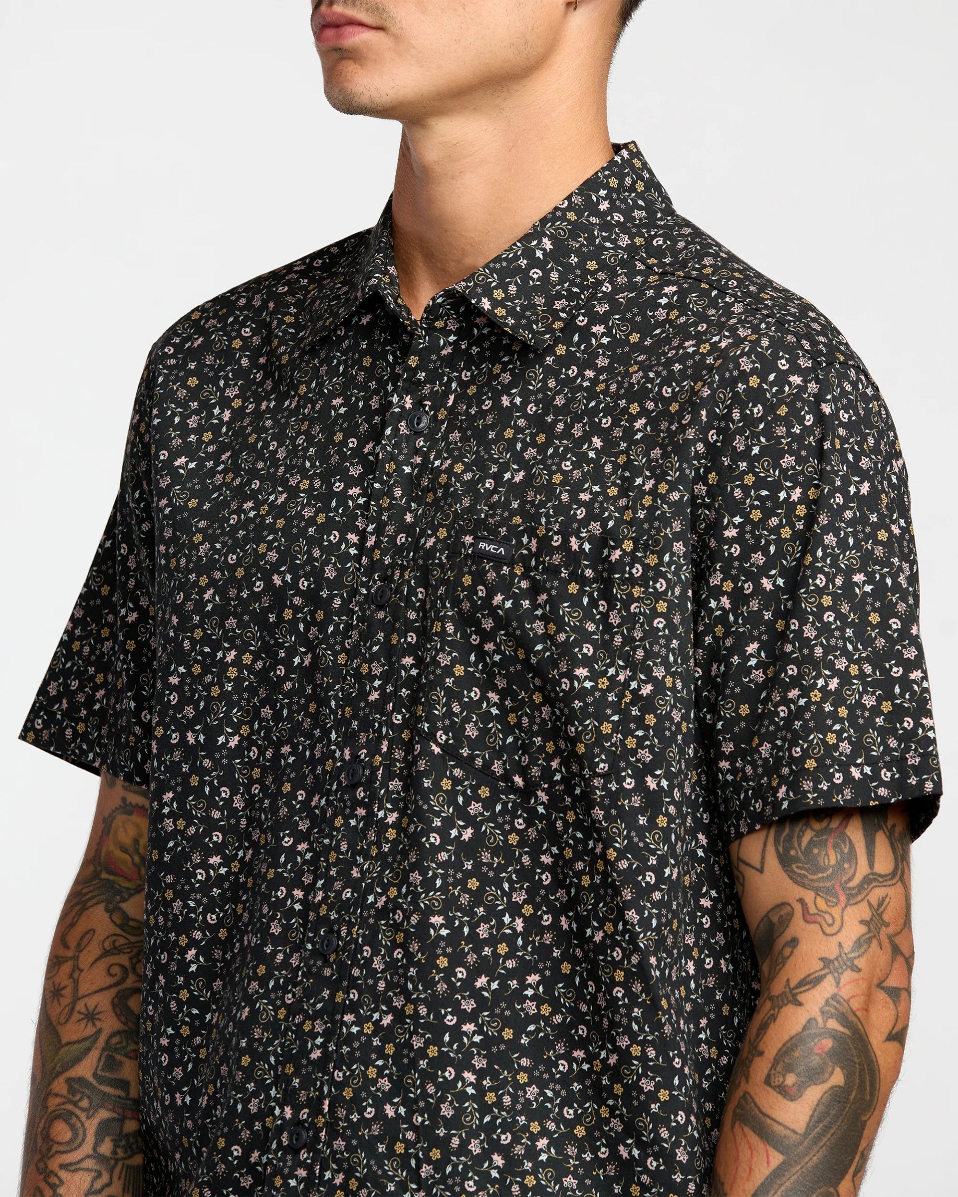RVCA Botanical Short Sleeve Shirt - Black Micro Floral